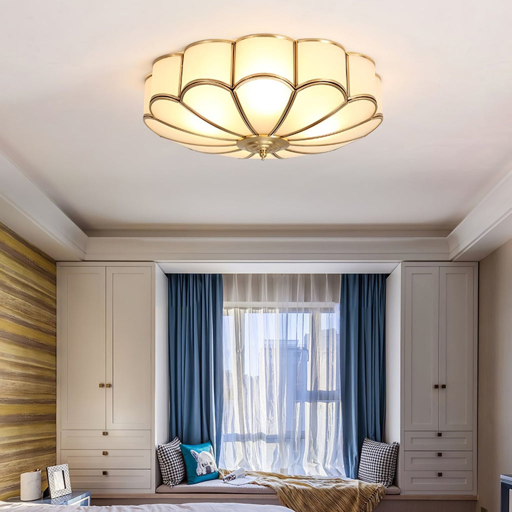 Flower Shape Glass Recessed Ceiling Light – Elegant Brass Finish with LED Compatibility 6