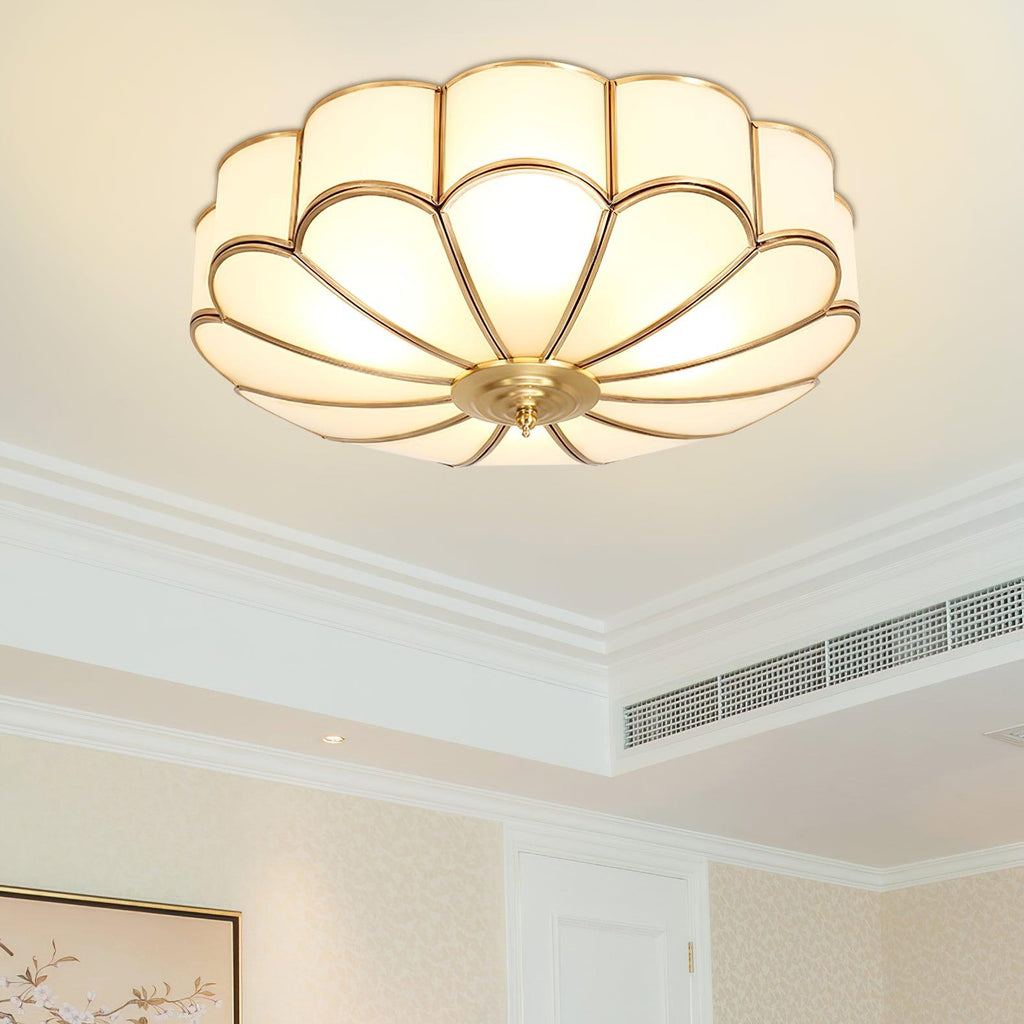 Flower Shape Glass Recessed Ceiling Light – Elegant Brass Finish with LED Compatibility 8