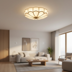 Flower Shape Glass Recessed Ceiling Light – Elegant Brass Finish with LED Compatibility 9