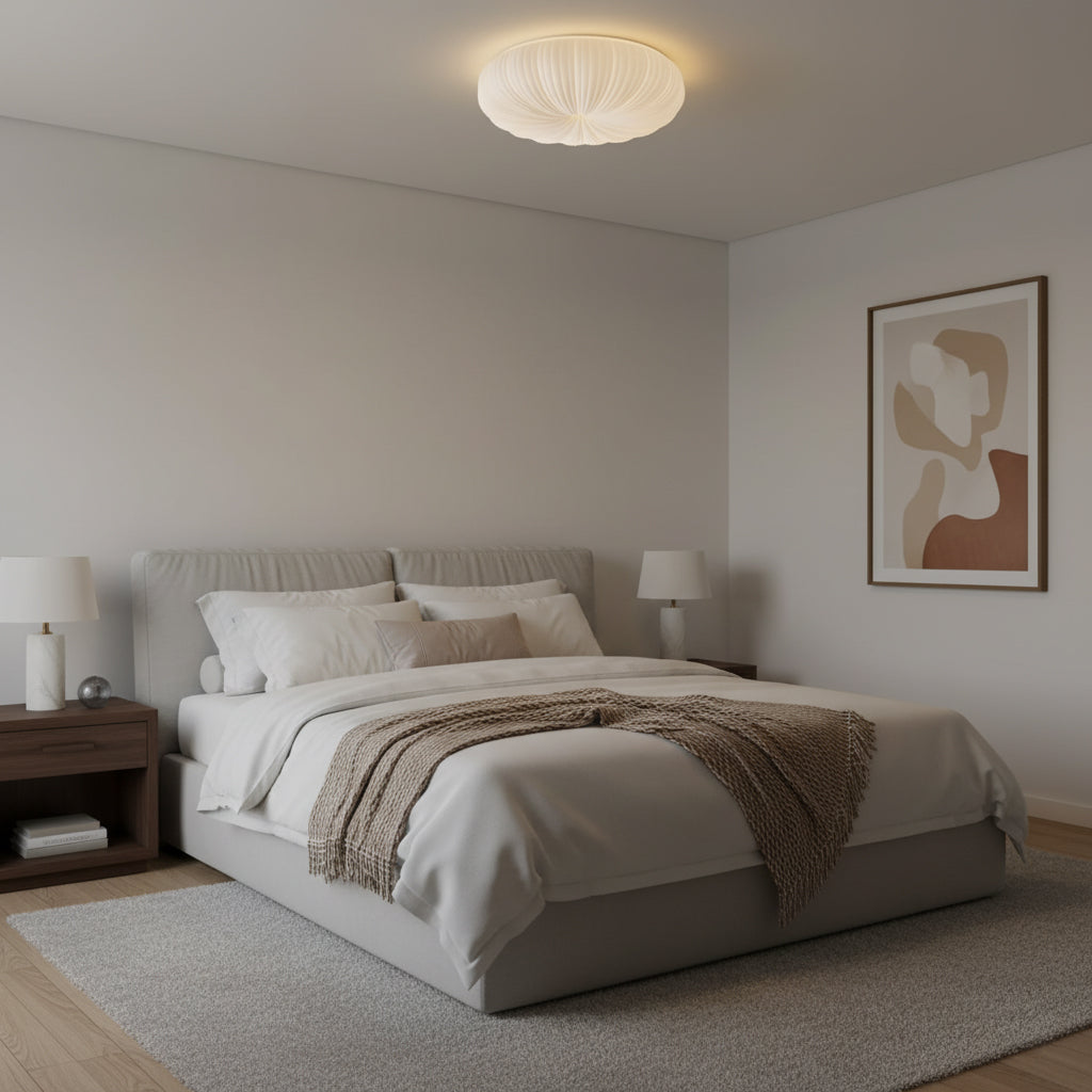 Flush Mount Ceiling Light Fixture with Remote Dimming – Modern White LED Design 4