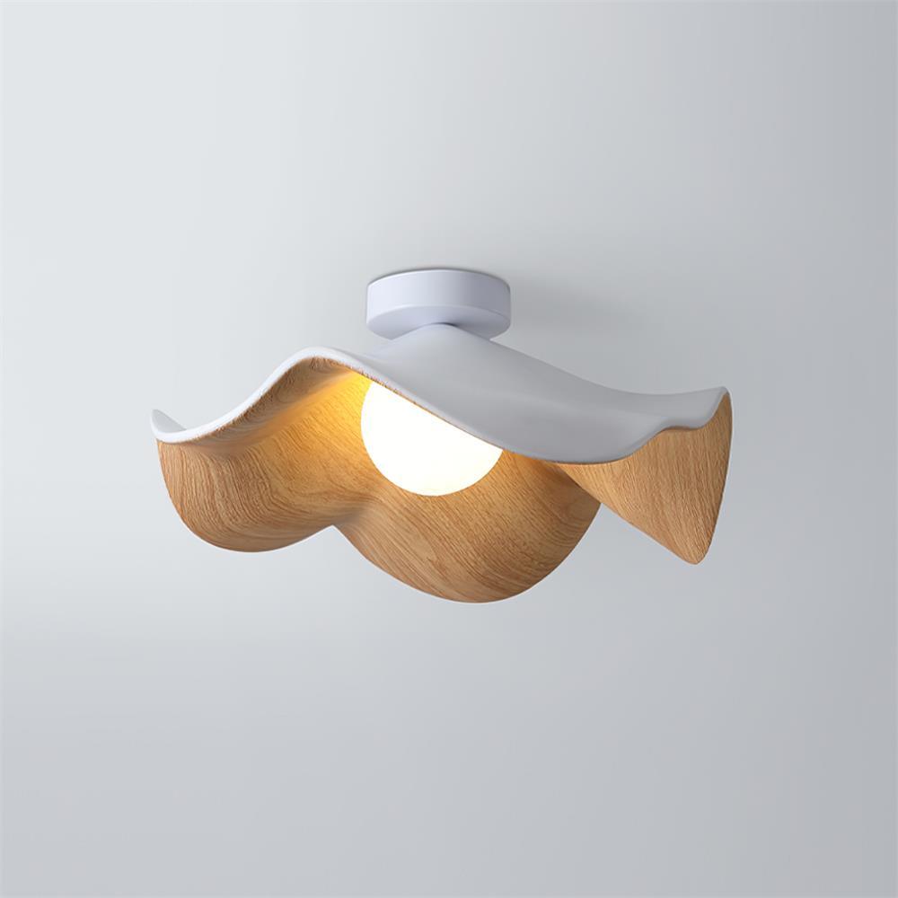 Flush Mount Ceiling Light Fixture with Wood Grain Design – LED Compatible Ceiling Light for Modern and Classic Decor 0