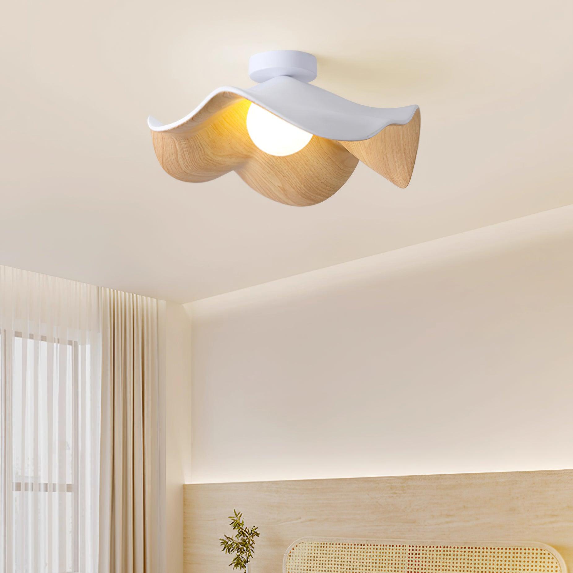 Flush Mount Ceiling Light Fixture with Wood Grain Design – LED Compatible Ceiling Light for Modern and Classic Decor 2
