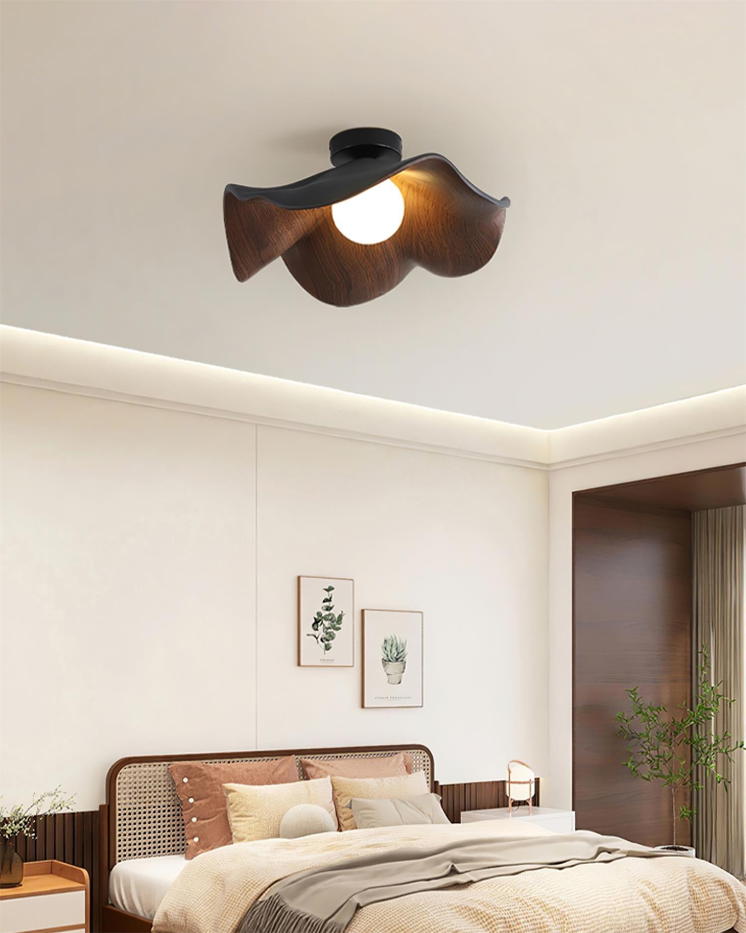 Flush Mount Ceiling Light Fixture with Wood Grain Design – LED Compatible Ceiling Light for Modern and Classic Decor 3