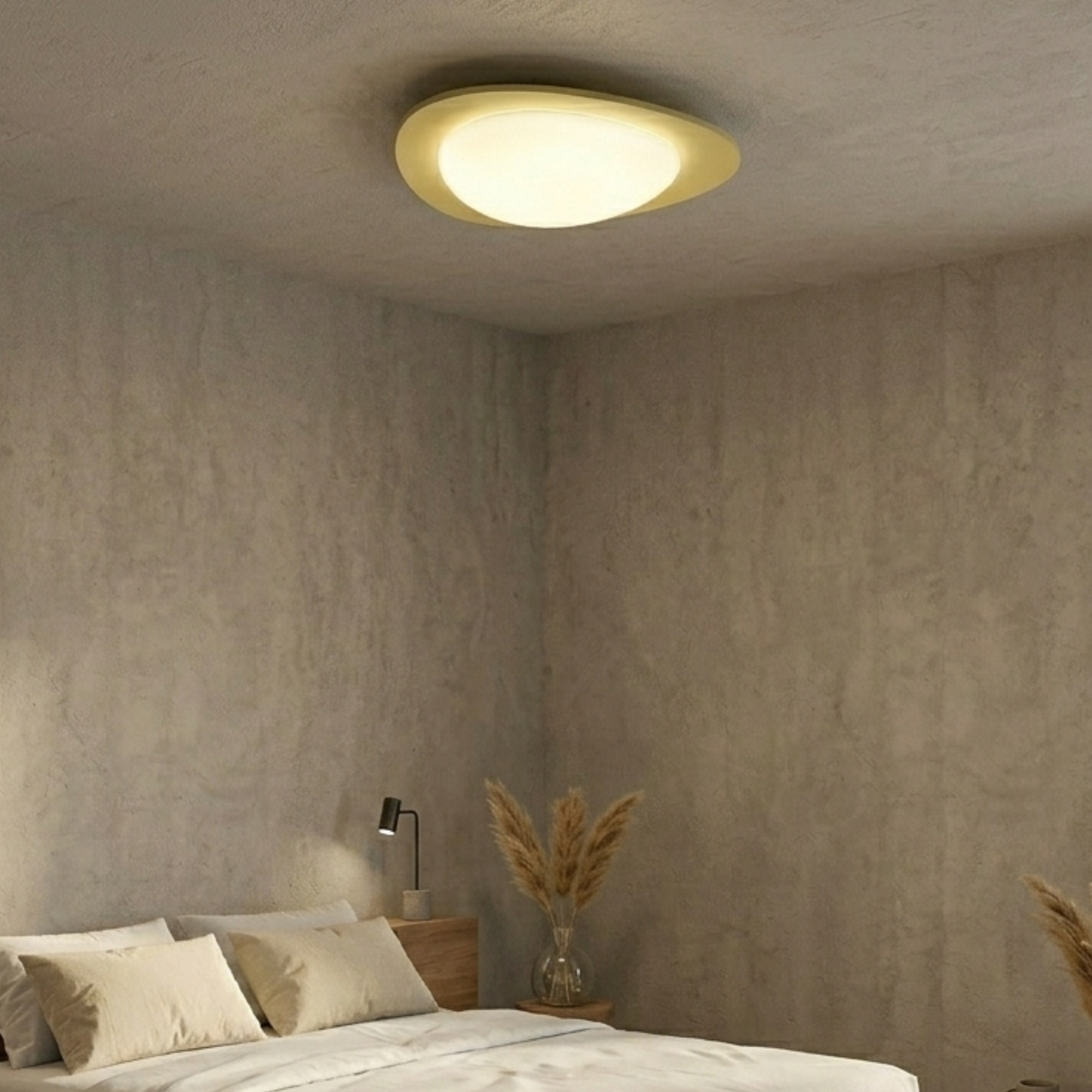Flush Mount Ceiling Light LED Dimmable Beige Warm White — Dia 46cm - Home Decor - Stack & Clear 89