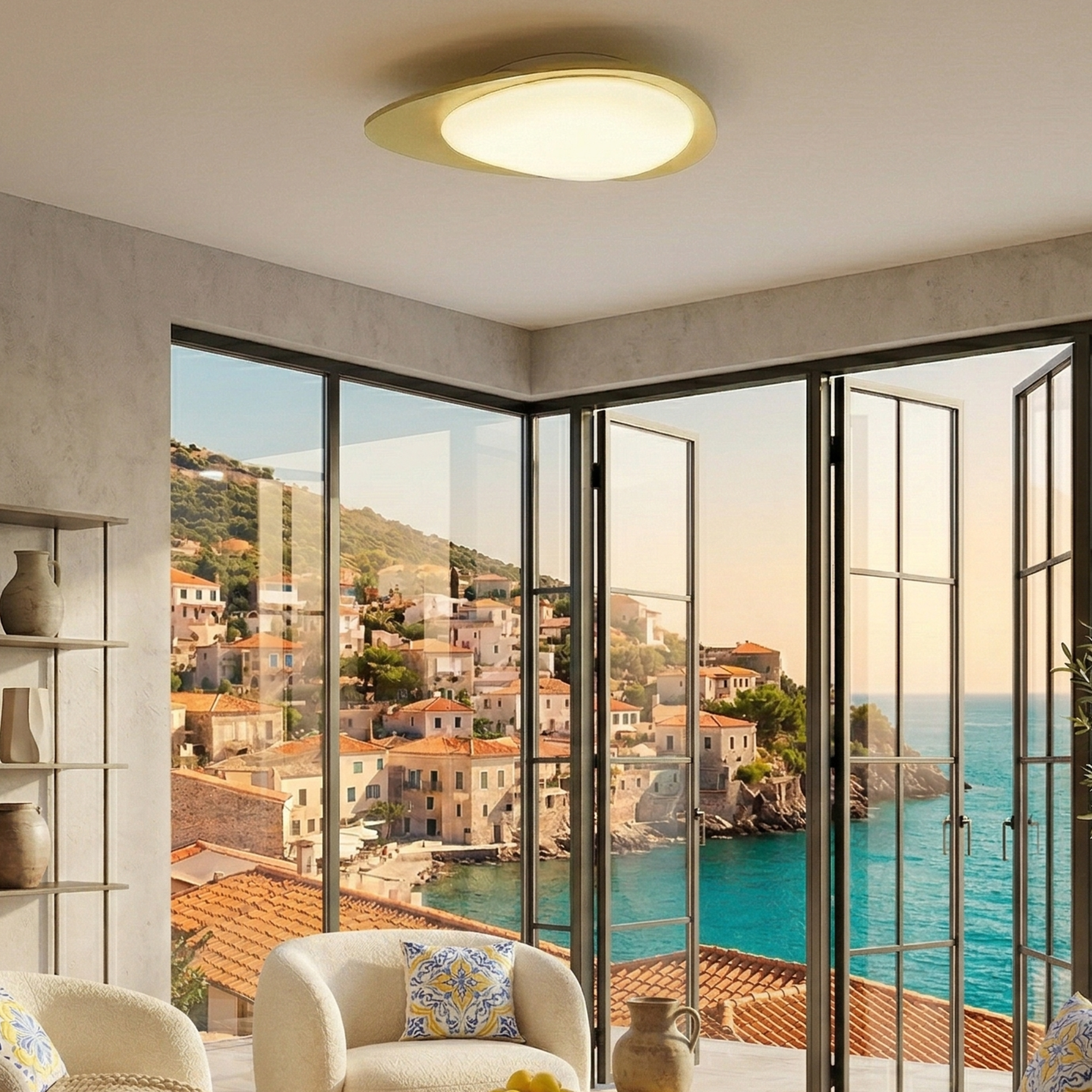Flush Mount Ceiling Light LED Dimmable Beige Warm White — Dia 46cm - Home Decor - Stack & Clear 96