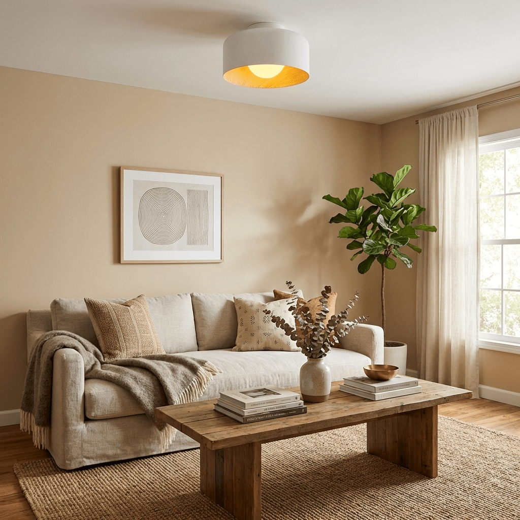 Modern Ceiling Light Glass Globe Natural Finish 2