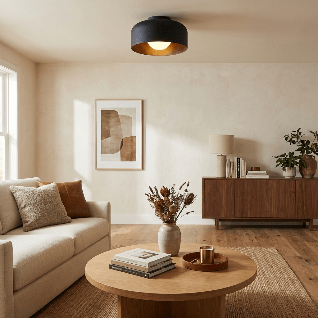 Modern Ceiling Light Glass Globe Natural Finish 3