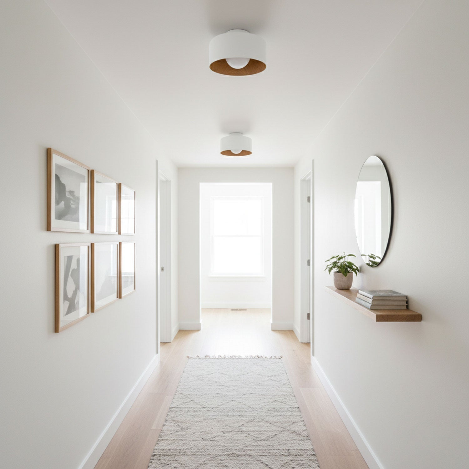 Modern Ceiling Light Glass Globe Natural Finish 7