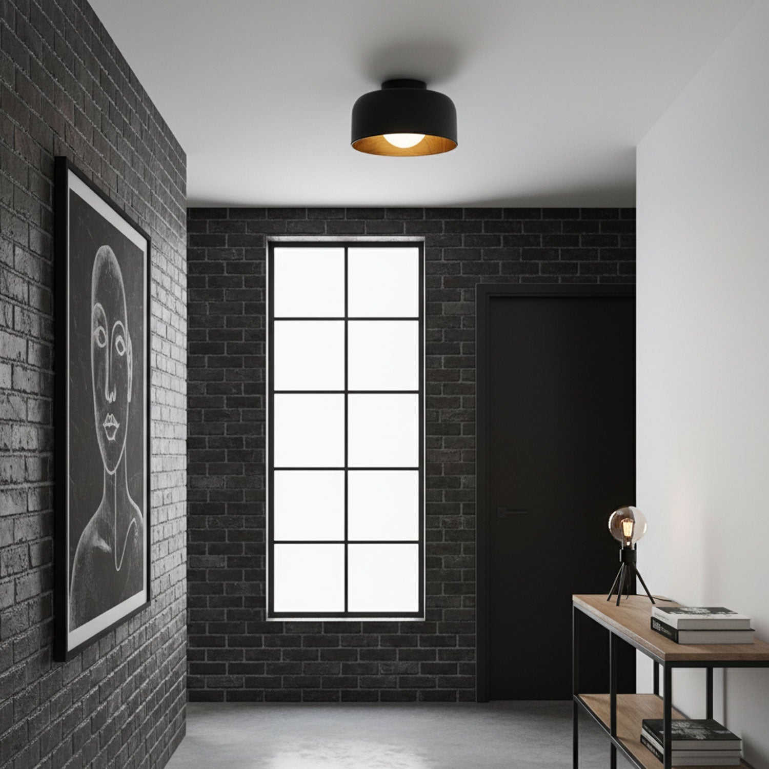 Modern Ceiling Light Glass Globe Natural Finish 8