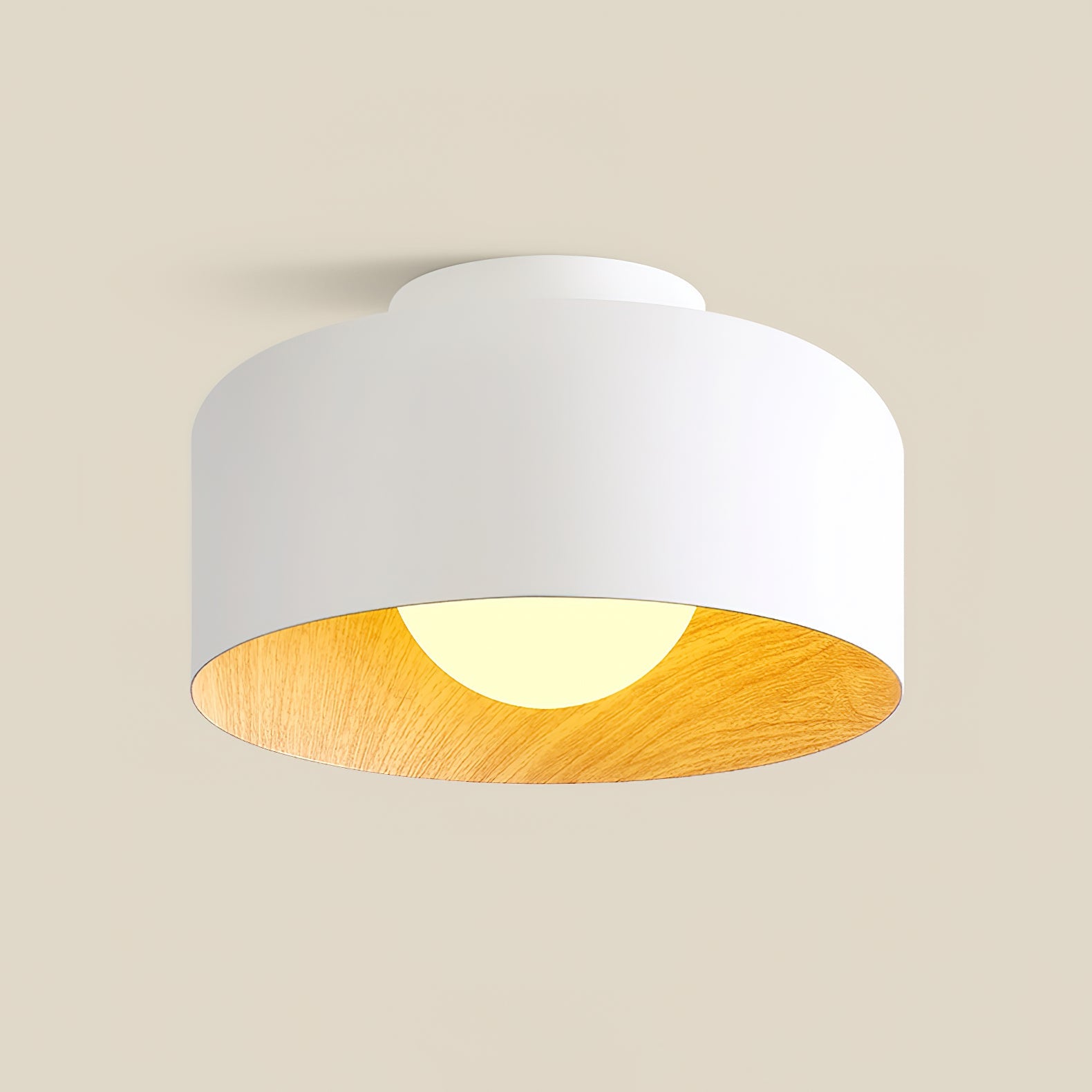Modern Ceiling Light Glass Globe Natural Finish 9