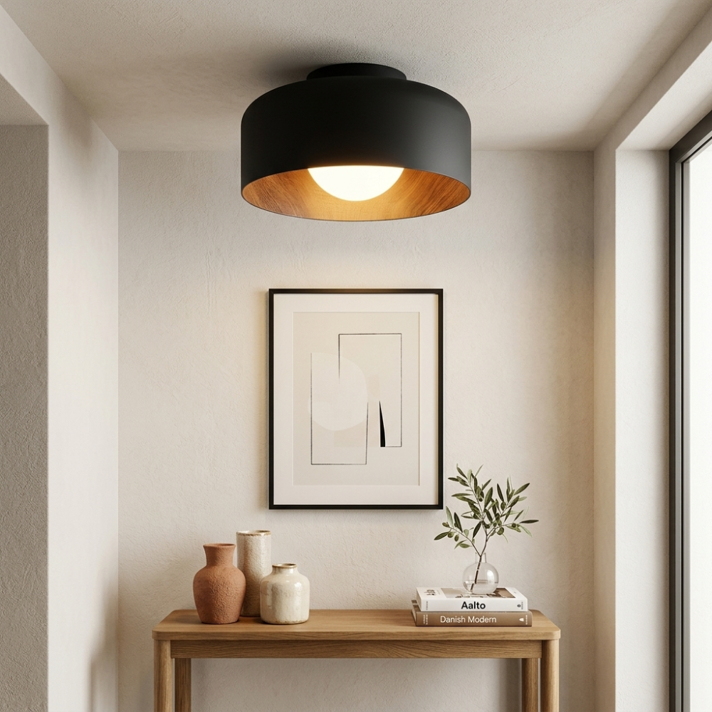 Modern Ceiling Light Glass Globe Natural Finish 997