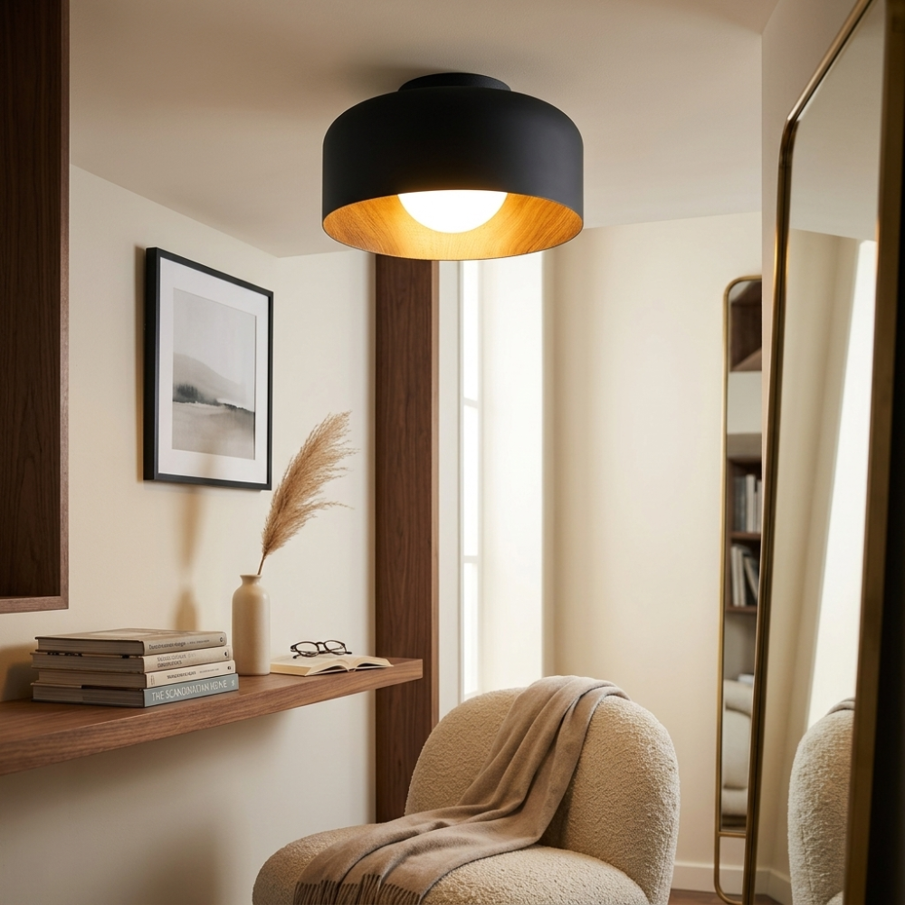 Modern Ceiling Light Glass Globe Natural Finish 998
