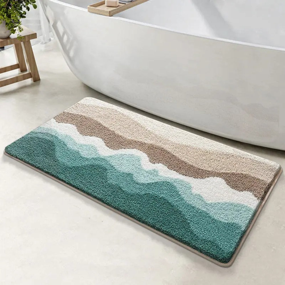 Fur & Plush Non-Slip Bath Mat - Wave Pattern Design 0
