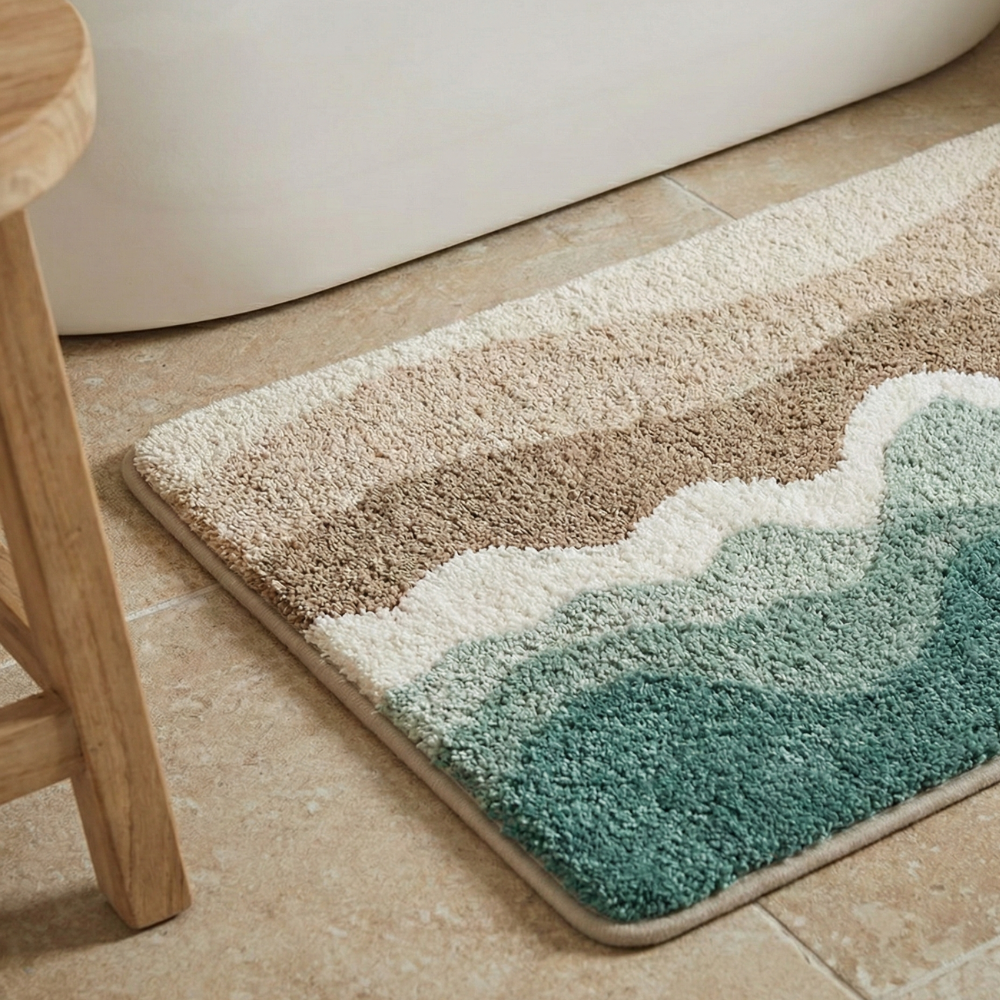 Fur & Plush Non-Slip Bath Mat - Wave Pattern Design 8