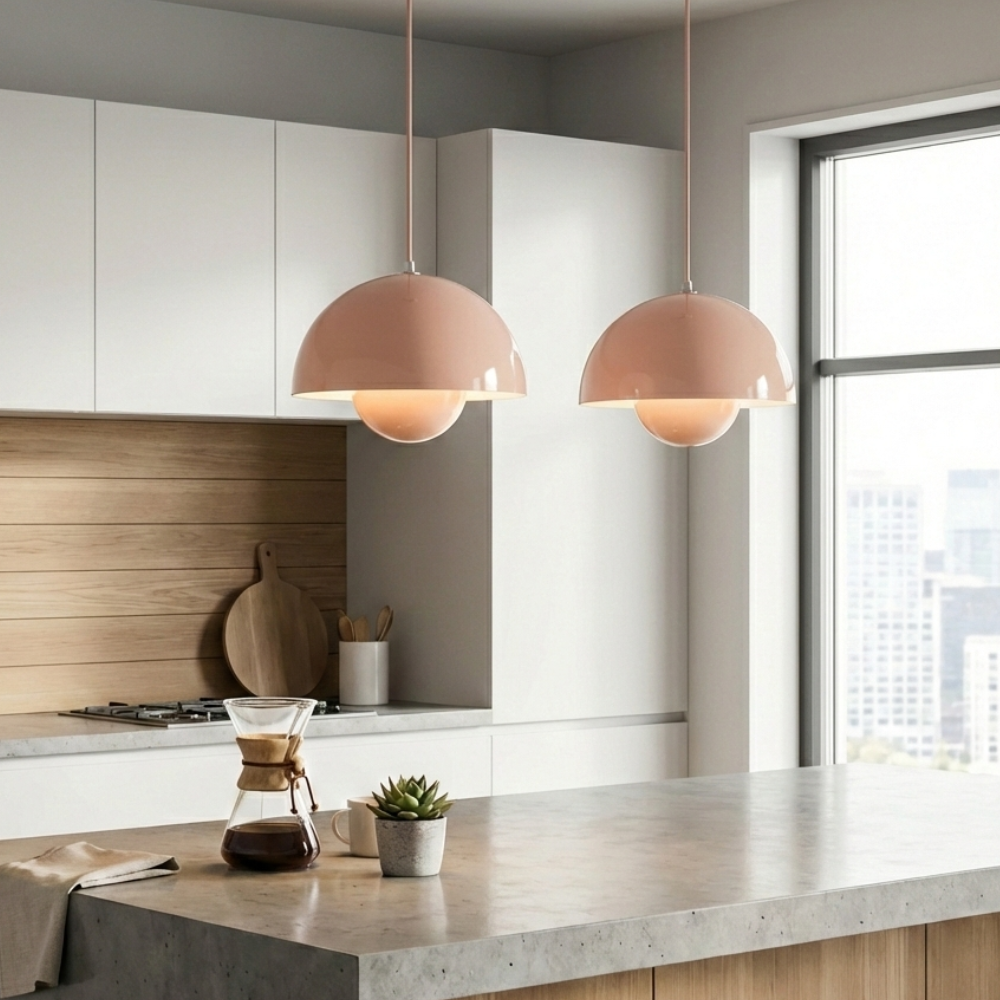 Geometric Aluminum Pendant Light for Modern Kitchen Pendant Lighting – Adjustable Height 25