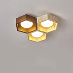 Geometric Ceiling Light Yellow Travertine Modular Design 0
