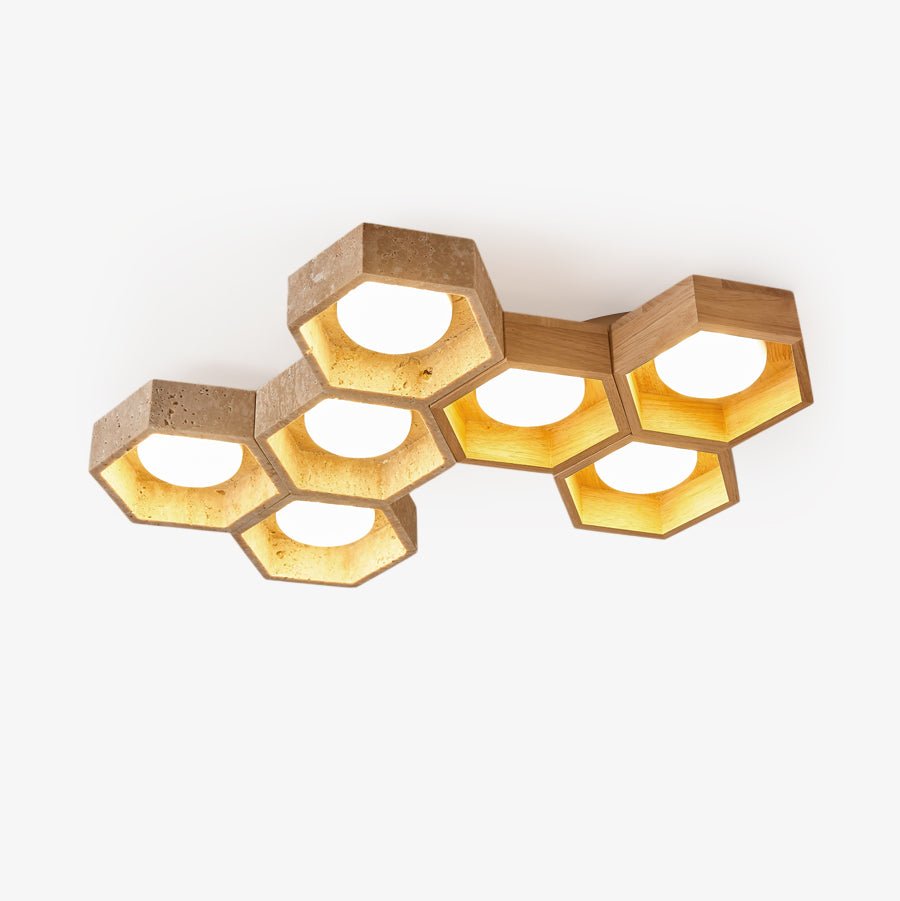 Geometric Ceiling Light Yellow Travertine Modular Design 1