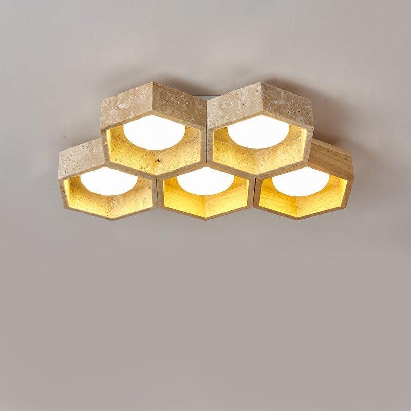 Geometric Ceiling Light Yellow Travertine Modular Design 11