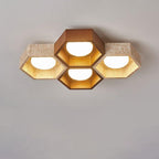 Geometric Ceiling Light Yellow Travertine Modular Design 12