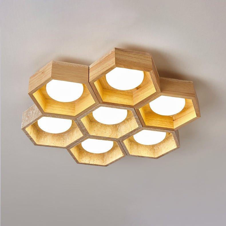 Geometric Ceiling Light Yellow Travertine Modular Design 16