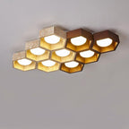 Geometric Ceiling Light Yellow Travertine Modular Design 17