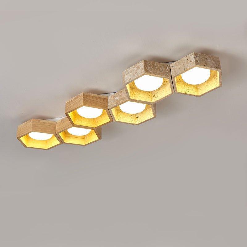 Geometric Ceiling Light Yellow Travertine Modular Design 19