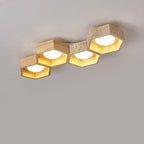 Geometric Ceiling Light Yellow Travertine Modular Design 20