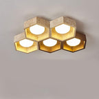 Geometric Ceiling Light Yellow Travertine Modular Design 23