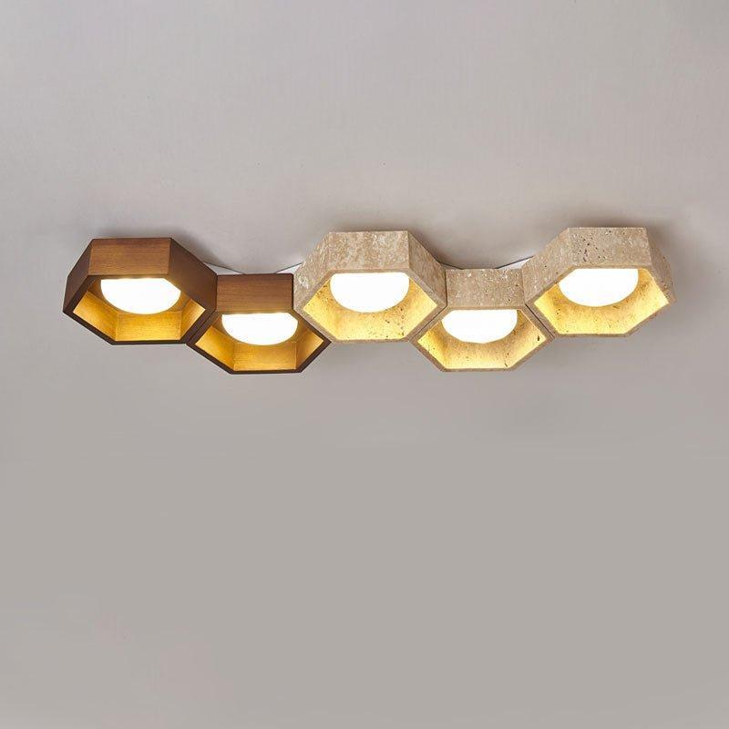 Geometric Ceiling Light Yellow Travertine Modular Design 25