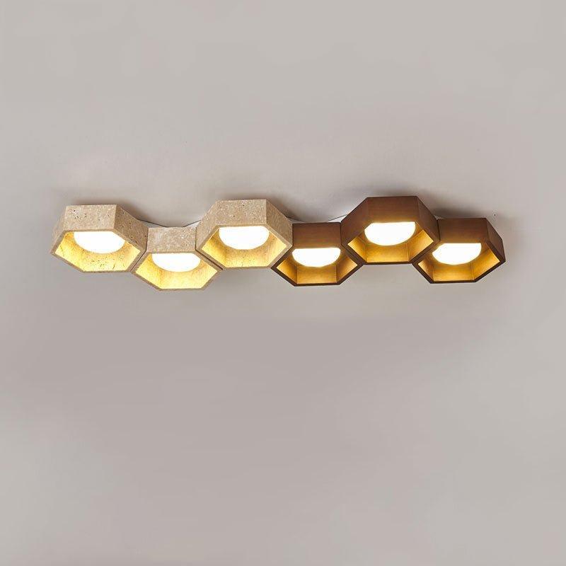 Geometric Ceiling Light Yellow Travertine Modular Design 26