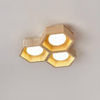 Geometric Ceiling Light Yellow Travertine Modular Design 7