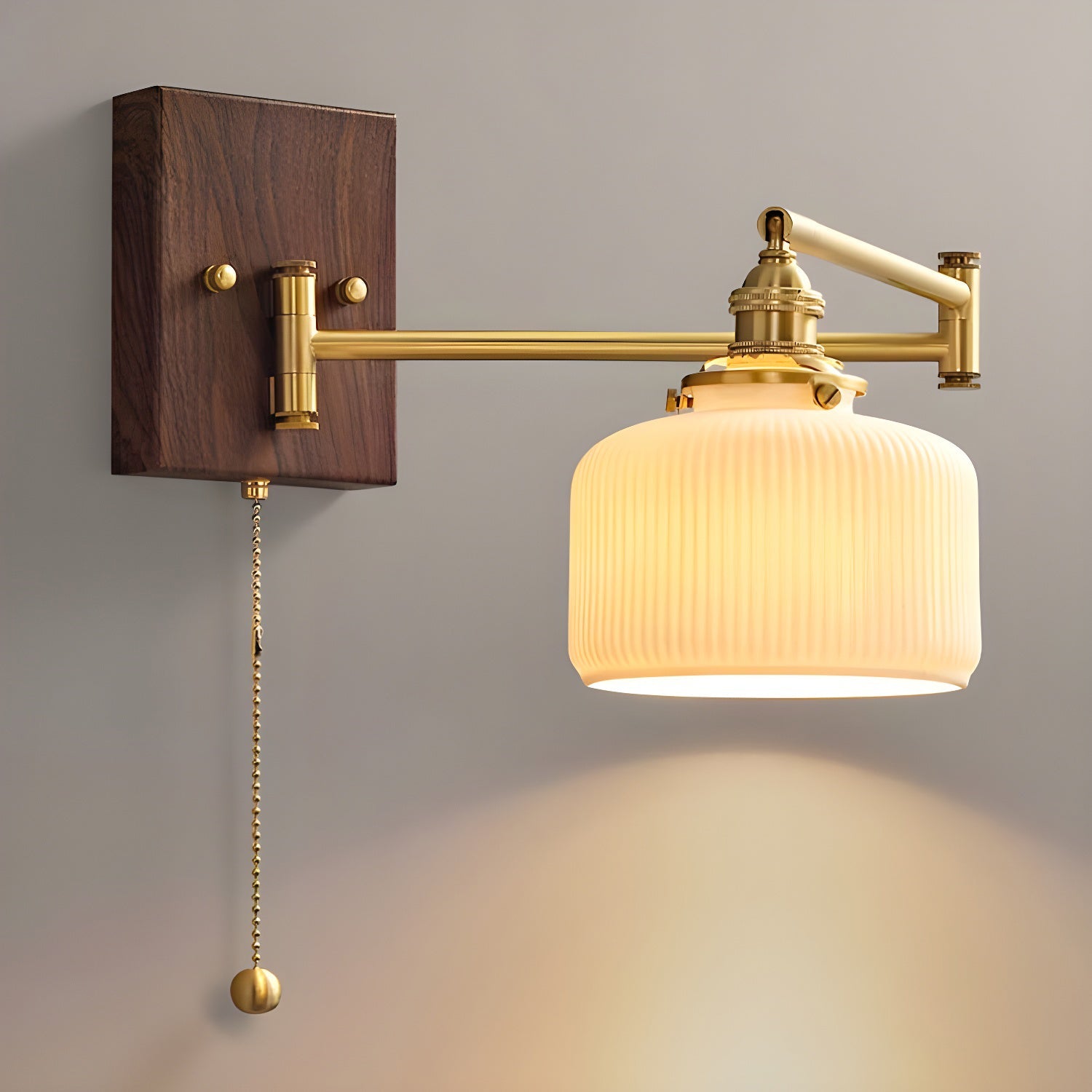Geometric Ceramic Wall Light Adjustable Brass Walnut Finish Modern Sconce Home Decor Stack Clear 0