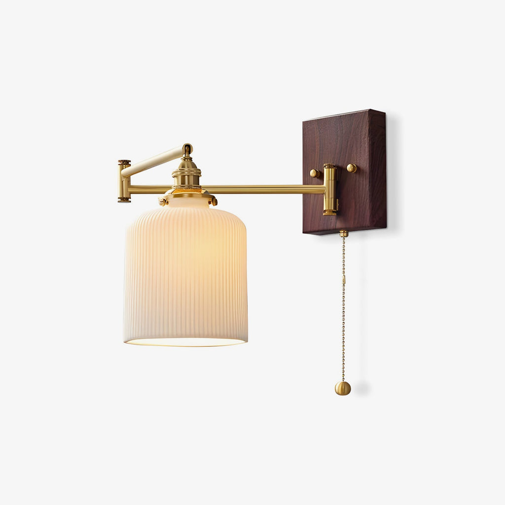 Geometric Ceramic Wall Light Adjustable Brass Walnut Finish Modern Sconce Home Decor Stack Clear 1