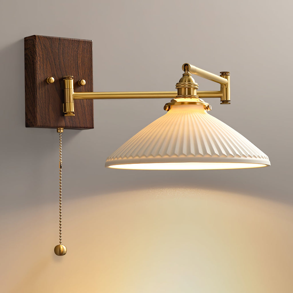 Geometric Ceramic Wall Light Adjustable Brass Walnut Finish Modern Sconce Home Decor Stack Clear 10