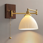 Geometric Ceramic Wall Light Adjustable Brass Walnut Finish Modern Sconce Home Decor Stack Clear 11