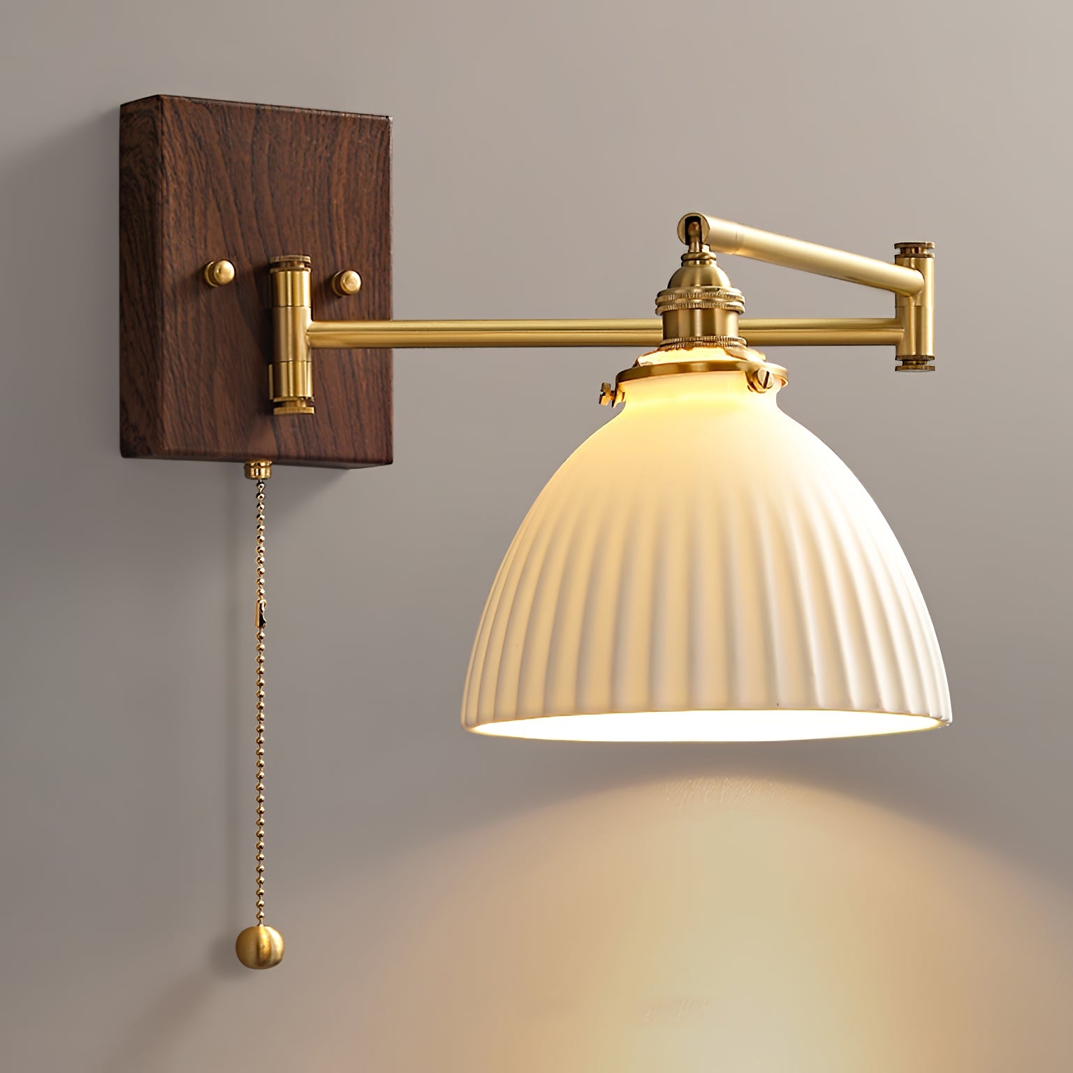 Geometric Ceramic Wall Light Adjustable Brass Walnut Finish Modern Sconce Home Decor Stack Clear 11
