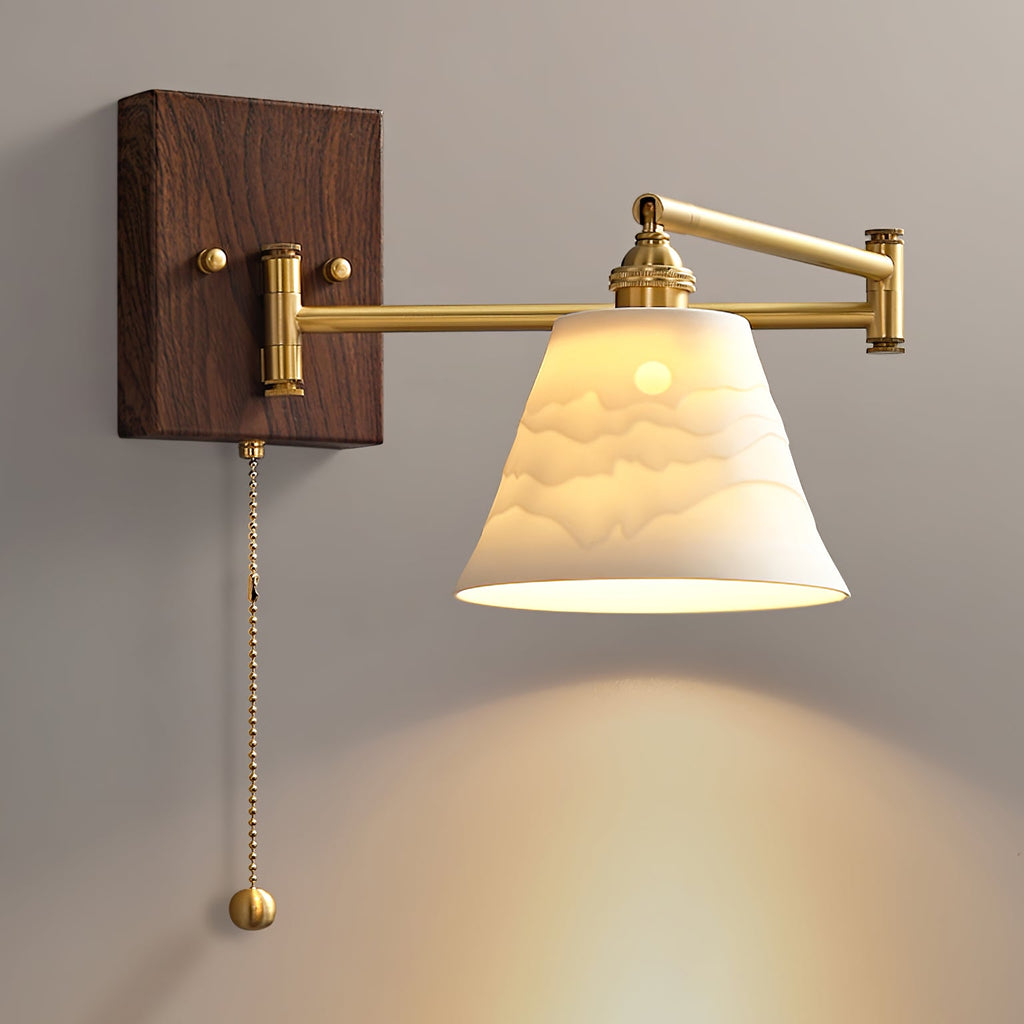 Geometric Ceramic Wall Light Adjustable Brass Walnut Finish Modern Sconce Home Decor Stack Clear 12