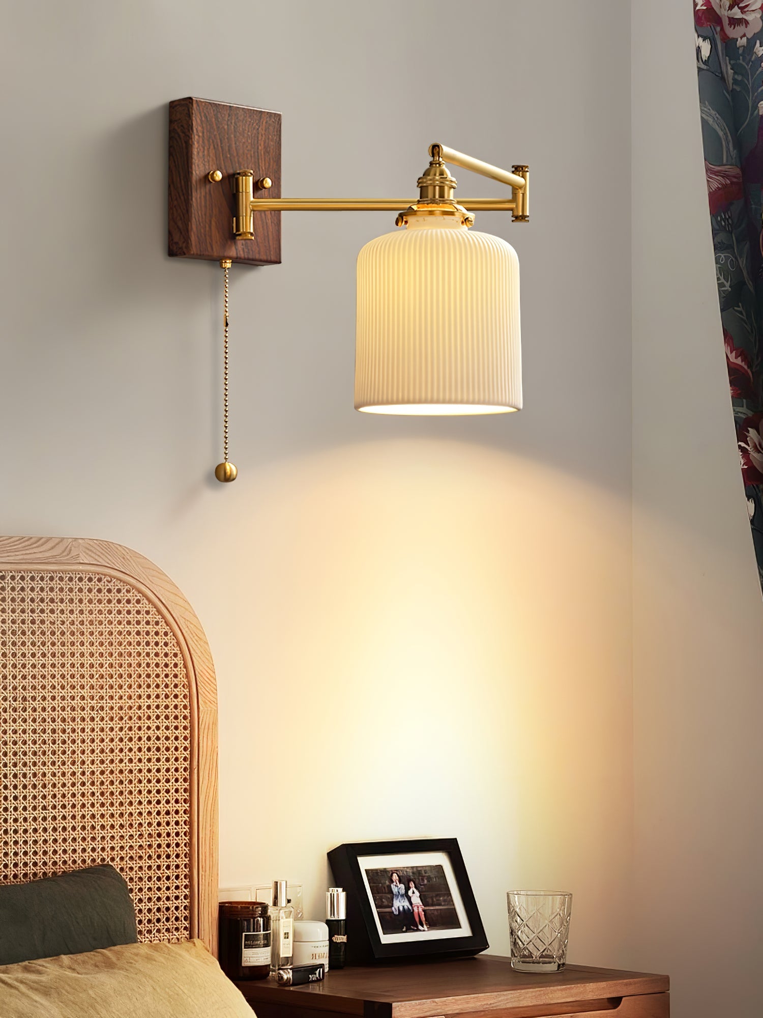 Geometric Ceramic Wall Light Adjustable Brass Walnut Finish Modern Sconce Home Decor Stack Clear 4