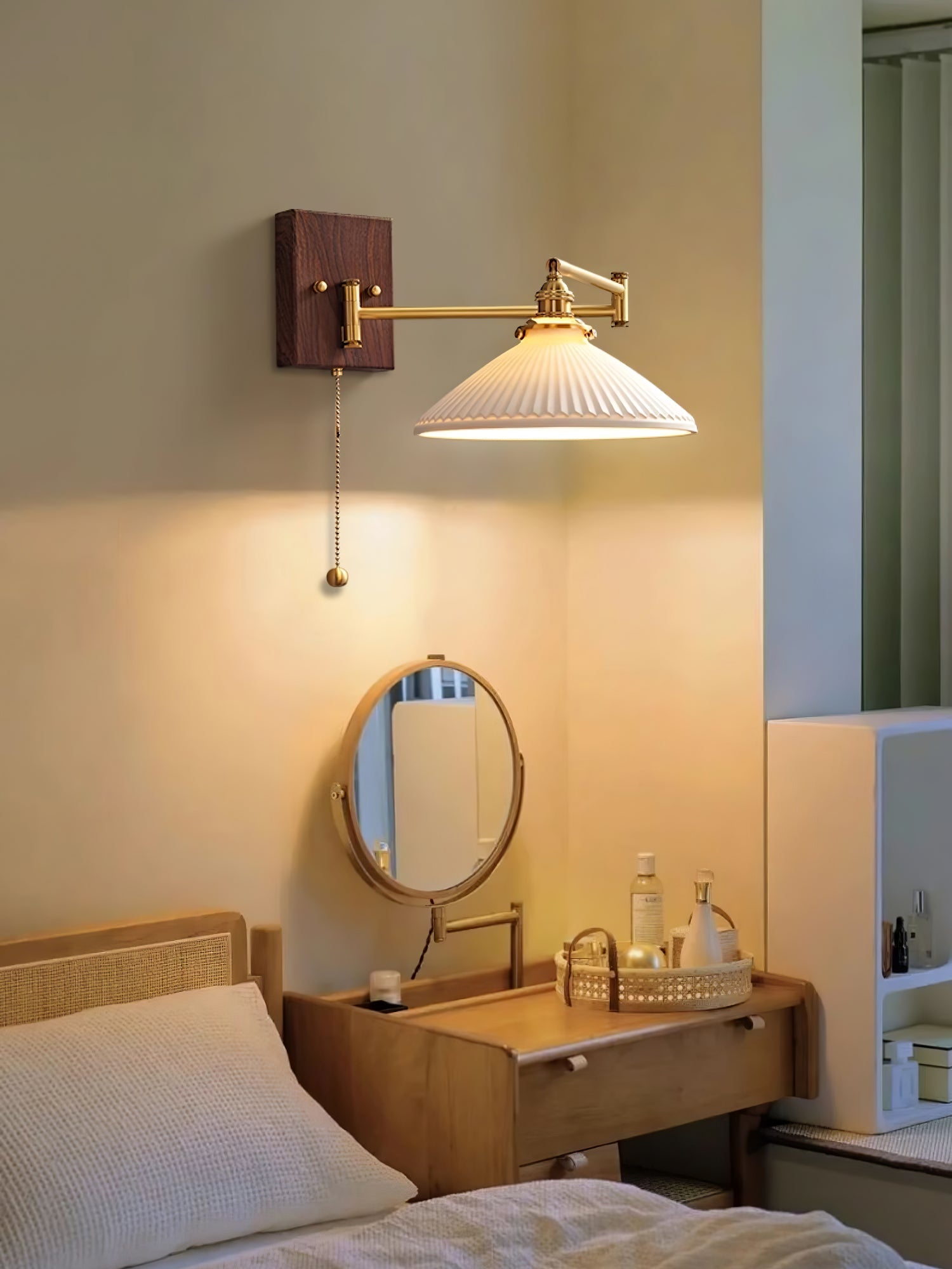 Geometric Ceramic Wall Light Adjustable Brass Walnut Finish Modern Sconce Home Decor Stack Clear 5