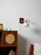 Geometric Ceramic Wall Light Adjustable Brass Walnut Finish Modern Sconce Home Decor Stack Clear 8