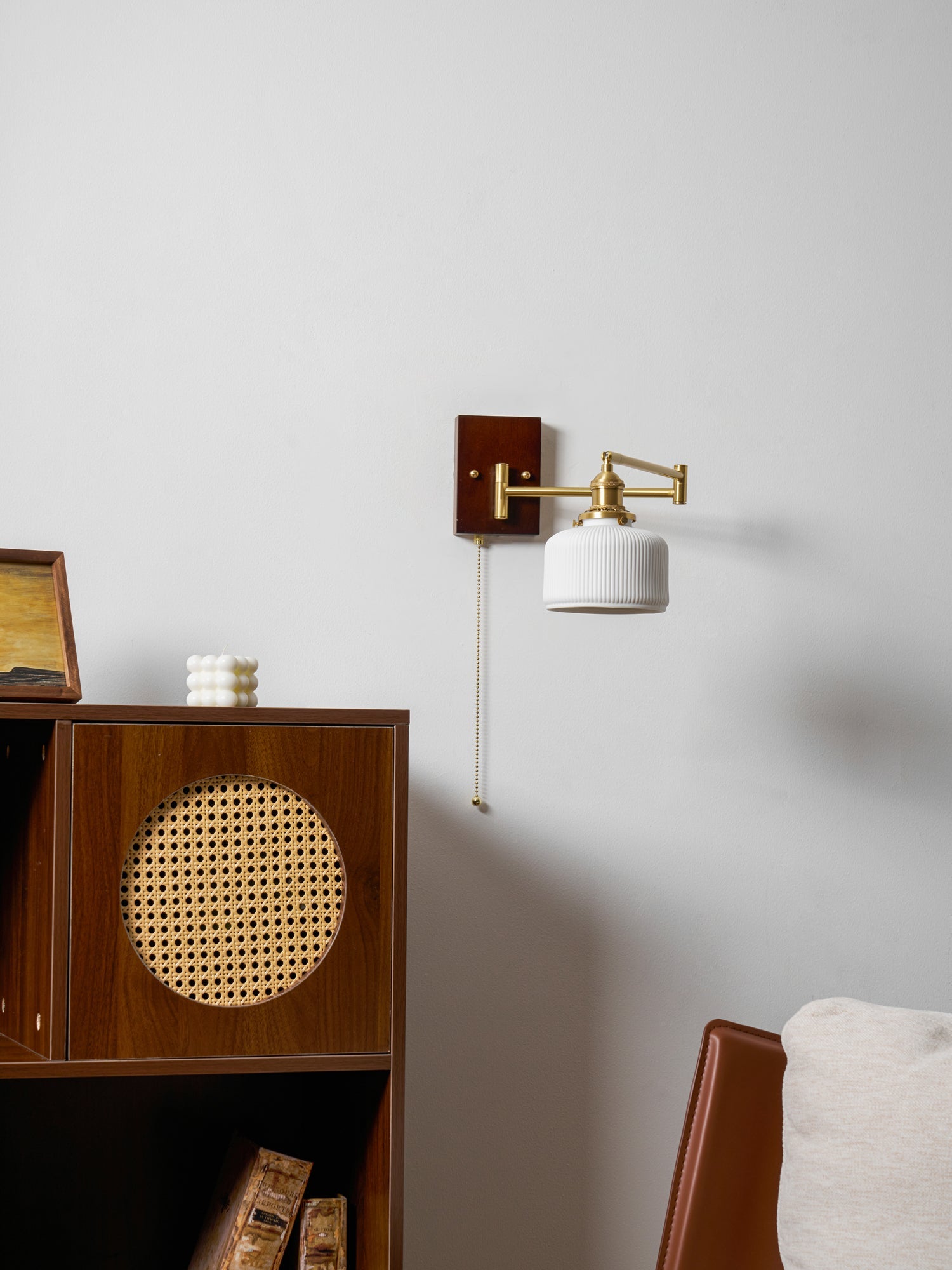 Geometric Ceramic Wall Light Adjustable Brass Walnut Finish Modern Sconce Home Decor Stack Clear 8
