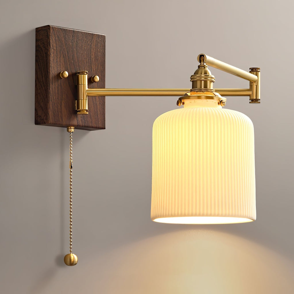 Geometric Ceramic Wall Light Adjustable Brass Walnut Finish Modern Sconce Home Decor Stack Clear 9