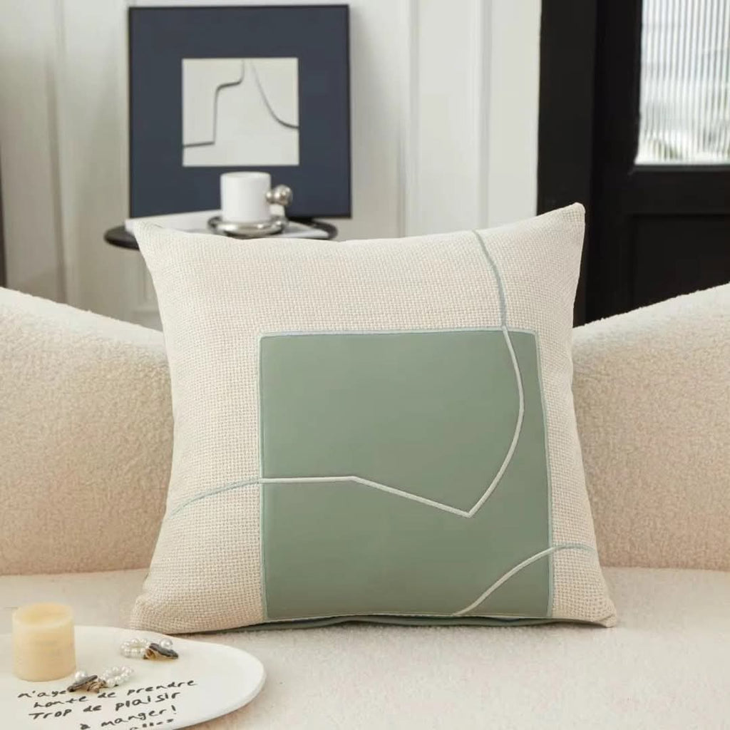 Geometric Embroidered Throw Pillow Cover – Modern Decorative Couch Pillow for Sofa and Bed, 45cm x 45cm 0