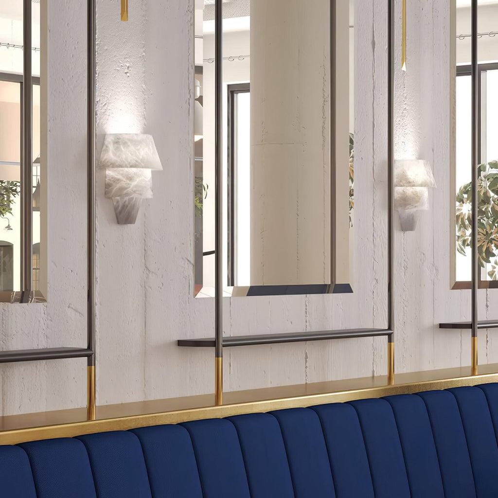 Geometric LED Wall Sconce - Alabaster and Metal Finish 2