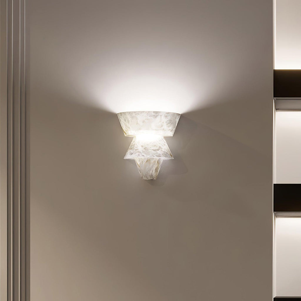 Geometric LED Wall Sconce - Alabaster and Metal Finish 4