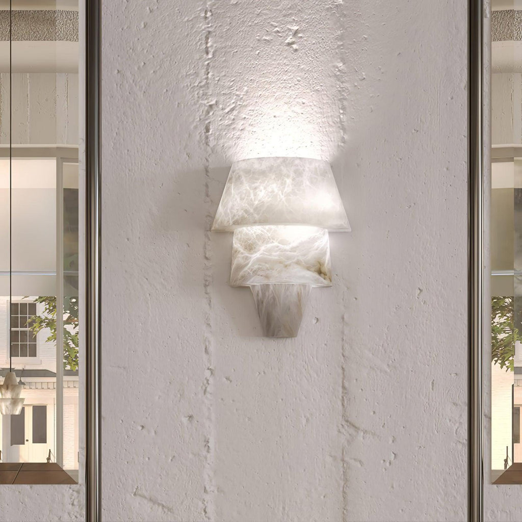 Geometric LED Wall Sconce - Alabaster and Metal Finish 7