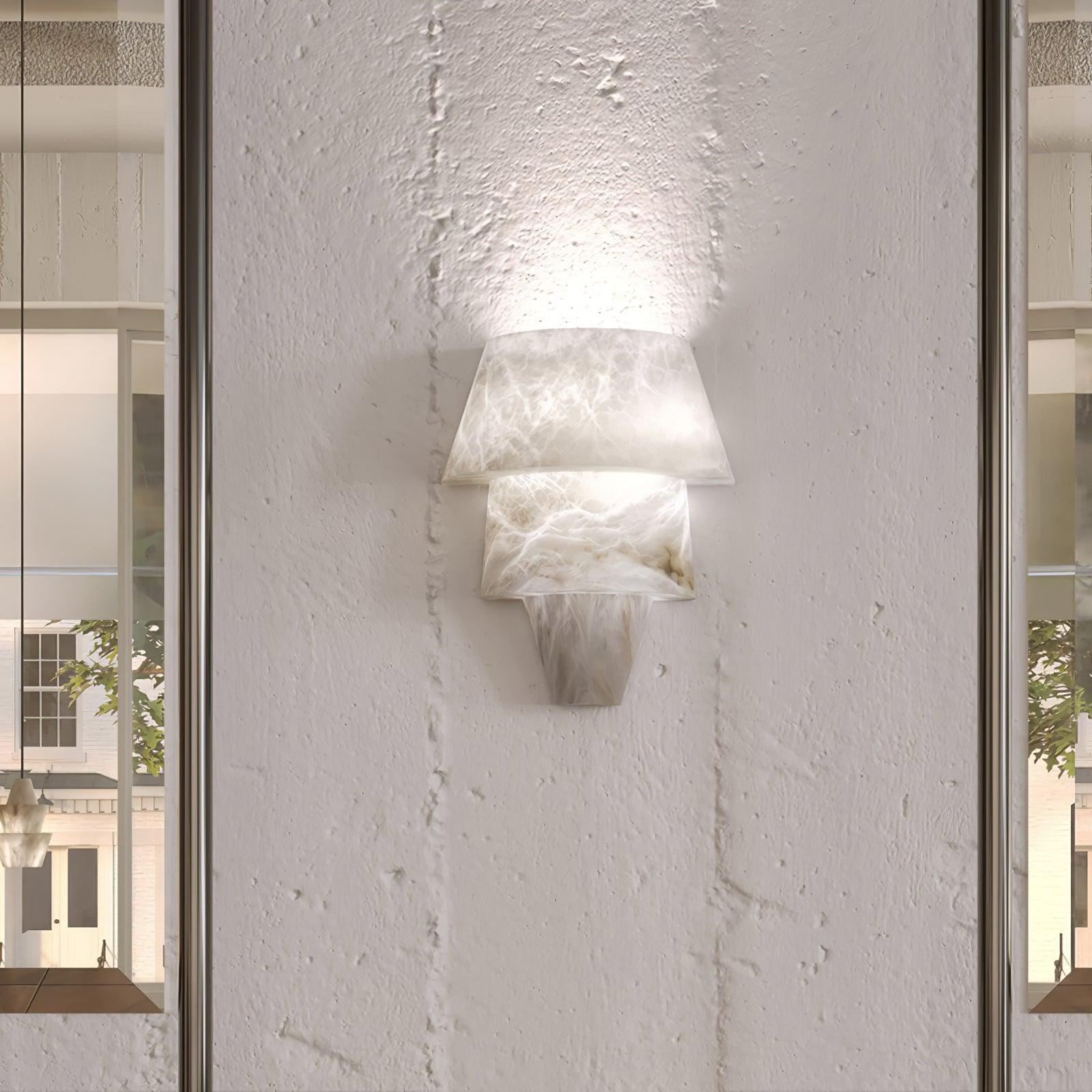 Geometric LED Wall Sconce - Alabaster and Metal Finish 7