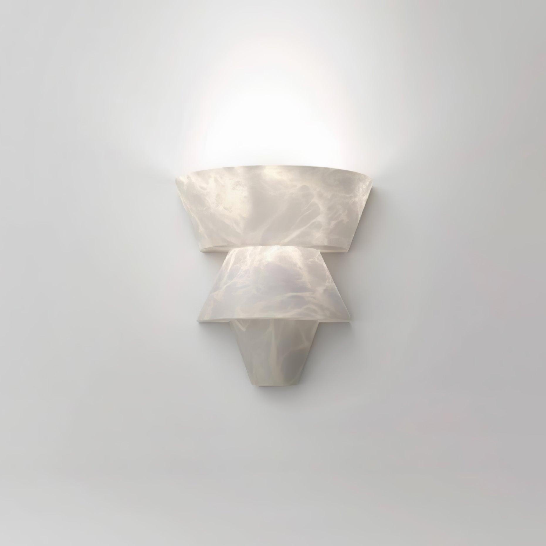 Geometric LED Wall Sconce - Alabaster and Metal Finish 9