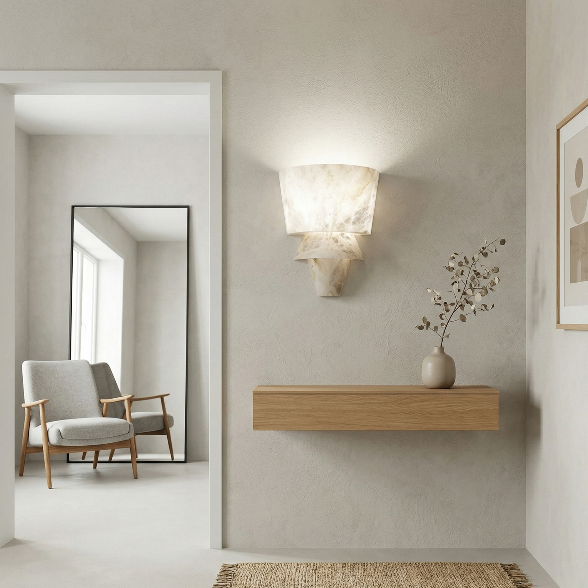 Geometric LED Wall Sconce - Alabaster and Metal Finish 99