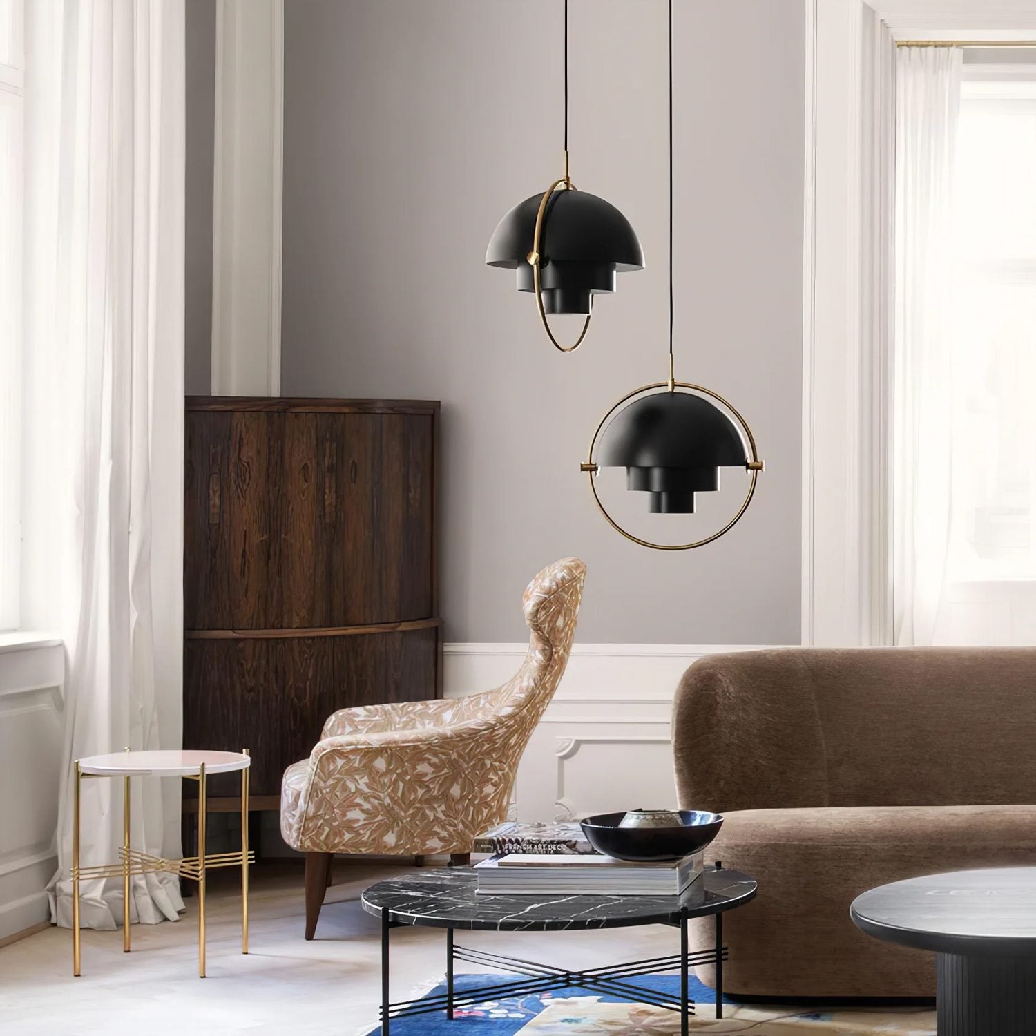 Geometric Metal Pendant Light Adjustable Sphere Bauhaus Modern Kitchen Dining Room Home Decor - Stack & Clear 5